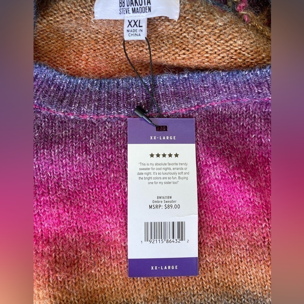 $89 NWT XXL Women Lovely Ombre BB Dakota Sweater Steve Madden - Picture 7 of 10